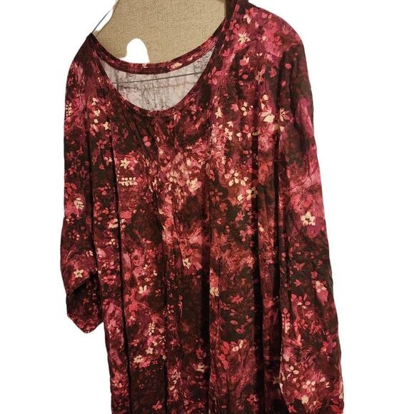 Catherines Suprema Collection NWOT Burgundy Pink Floral Layering Top Size 5X - Picture 5 of 8